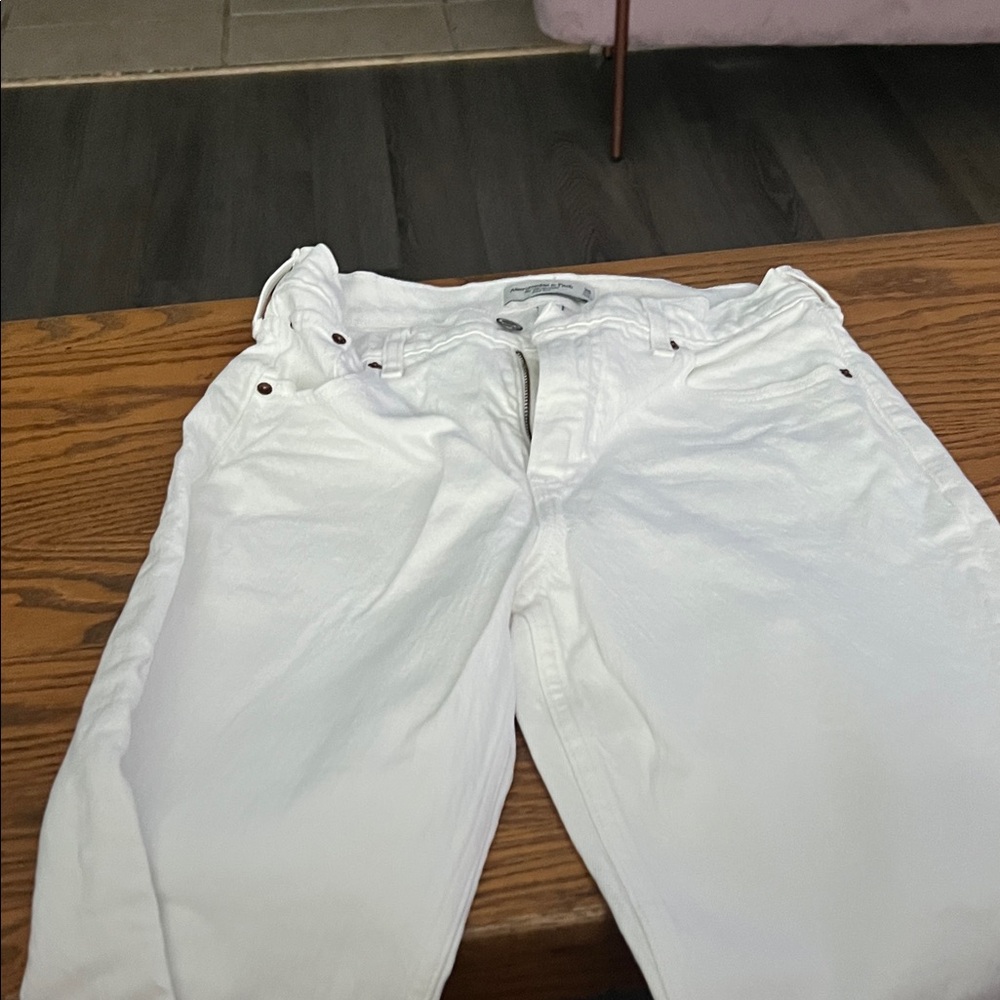 Abercrombie & Fitch White Straight Leg Jeans